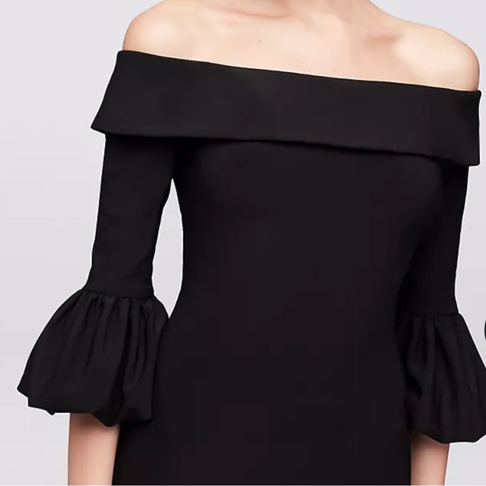 Off-Shoulder Bell Sleeve Jersey Evening Gown - Picture 3 of 13